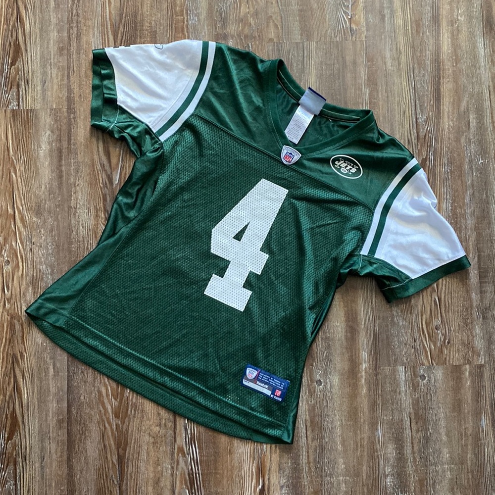 NFL On Field Jets Green White Short Sleeve 4 Favre Jersey
